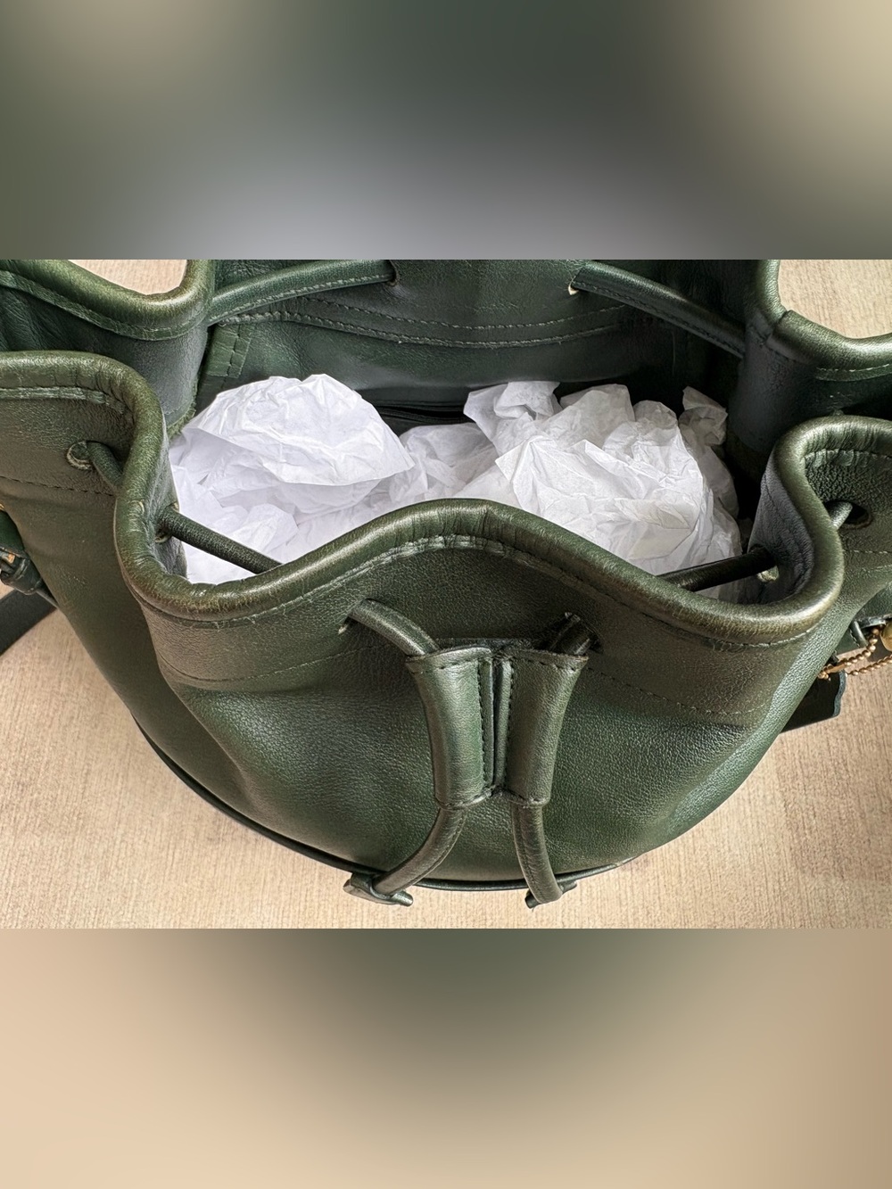 COACH Vintage Thompson Drawstring Bottle Green Bucket Bag Shoulder Bag 4151 - Picture 10 of 13